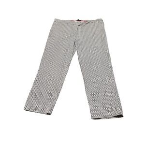 Audrey & Celine Womens Black White Geometric Print Ankle Pants Size 14